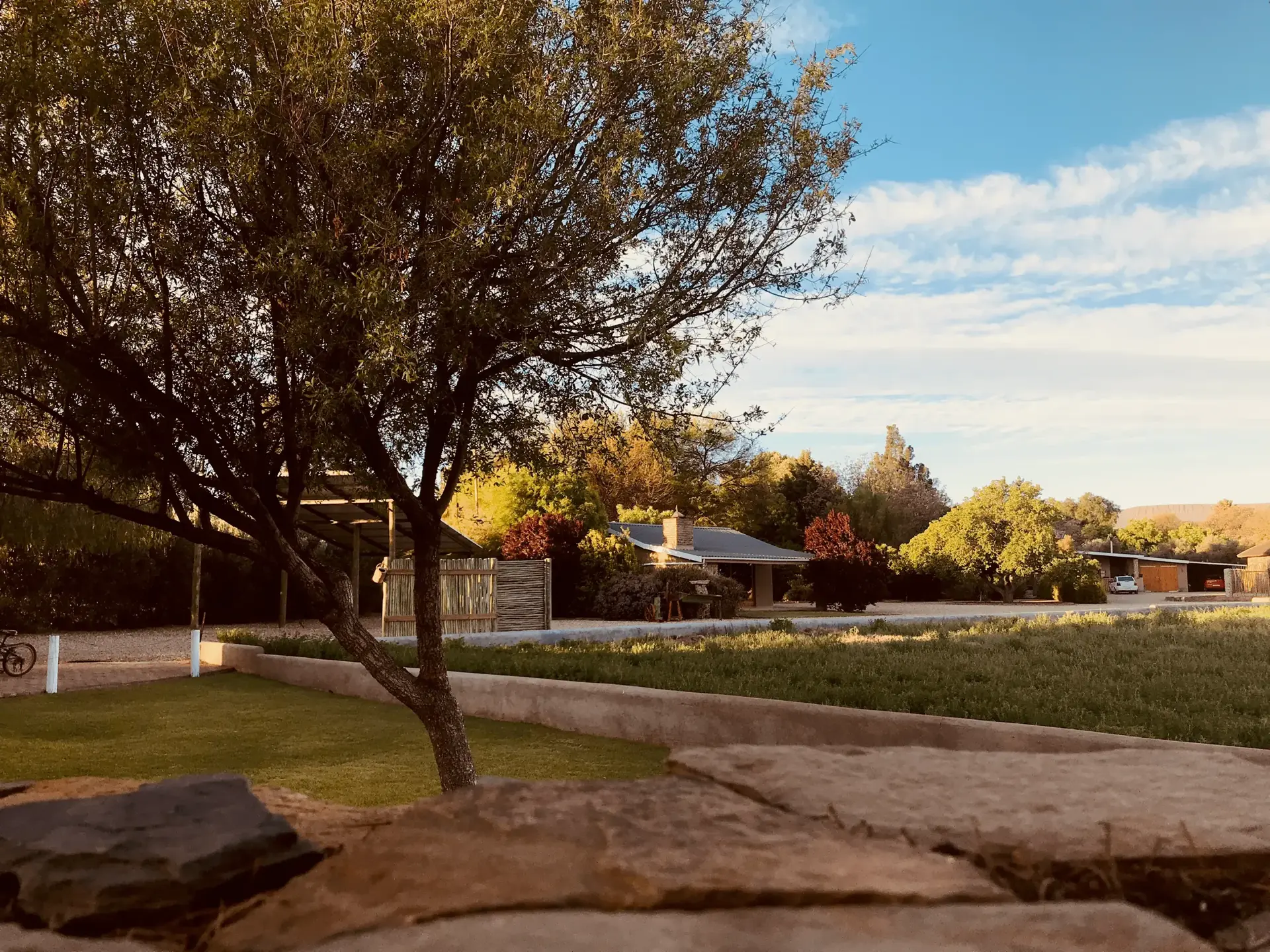 Accommodation exterior with stone wall detail